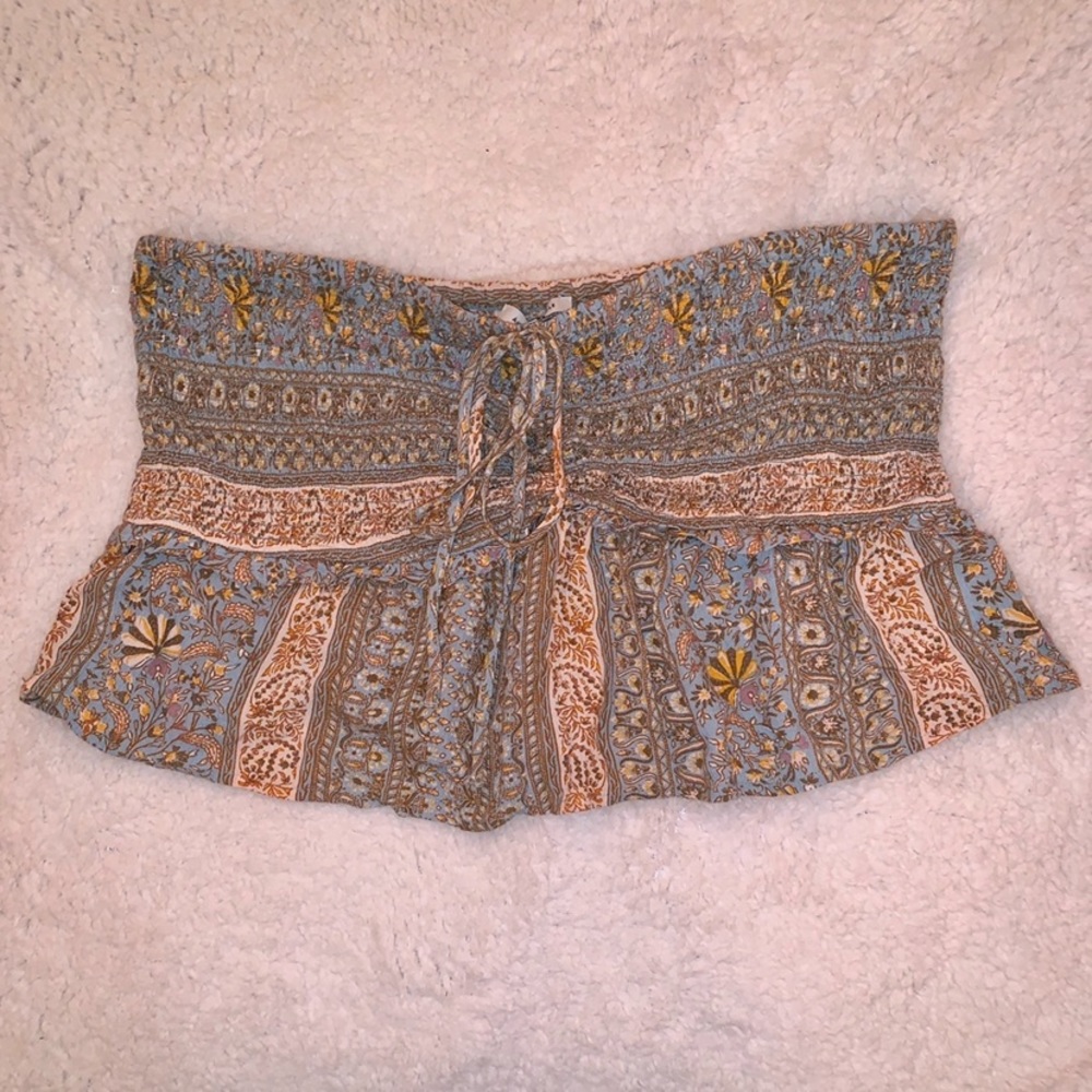 American Eagle Smocked Peplum Hem Tube Top